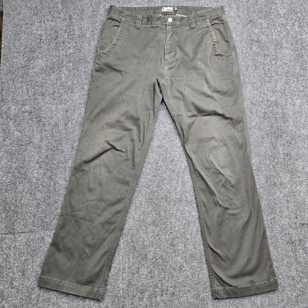 Mountain Khakis Mens 35x34 Relaxed Fit Pants Dark Olive Green Cotton Stretch